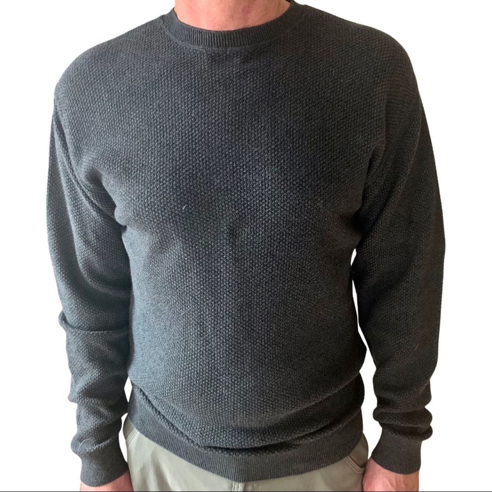 JOSEPH ABBOUD Crewneck Sweater 100% Cotton Textured Knit Grey Pullover Size M